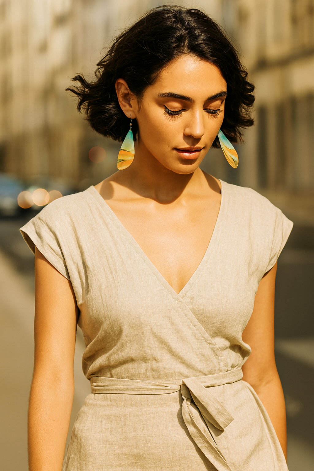 Copper Marble Wing Acrylic Earrings