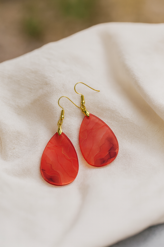 Fiery Teardrop Acrylic Earrings